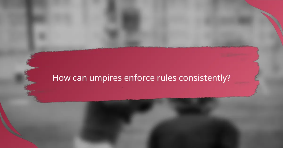 How can umpires enforce rules consistently?