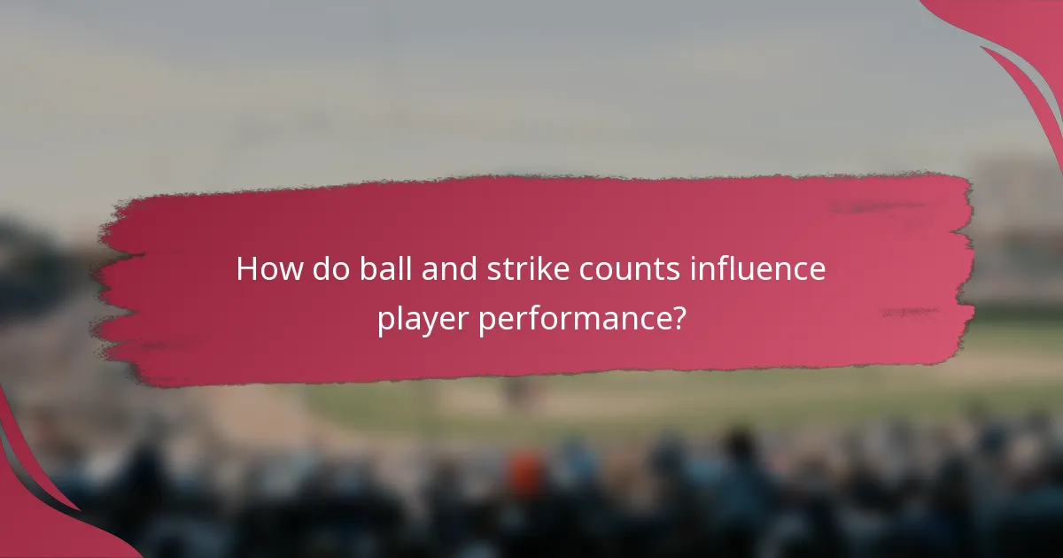 How do ball and strike counts influence player performance?