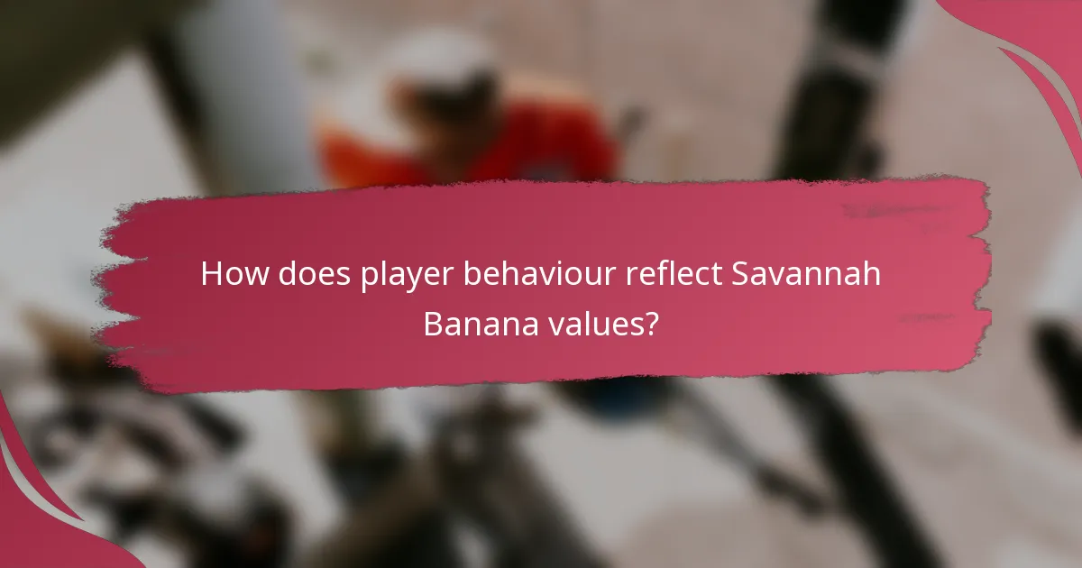How does player behaviour reflect Savannah Banana values?