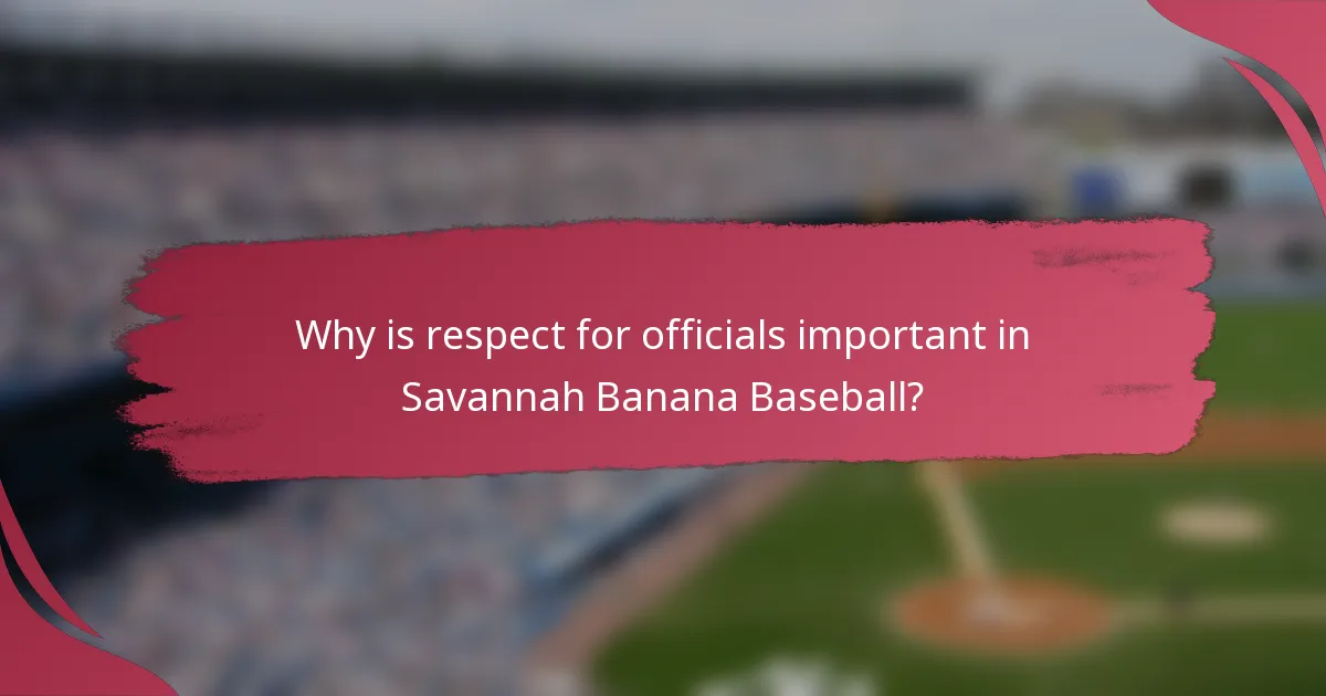 Why is respect for officials important in Savannah Banana Baseball?